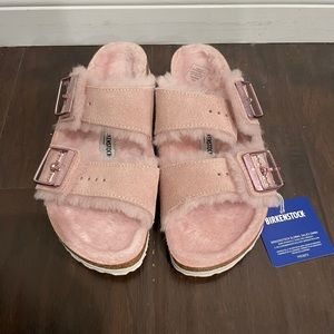 Birkenstock Arizona Big Buckle Shearling Slide Sandals